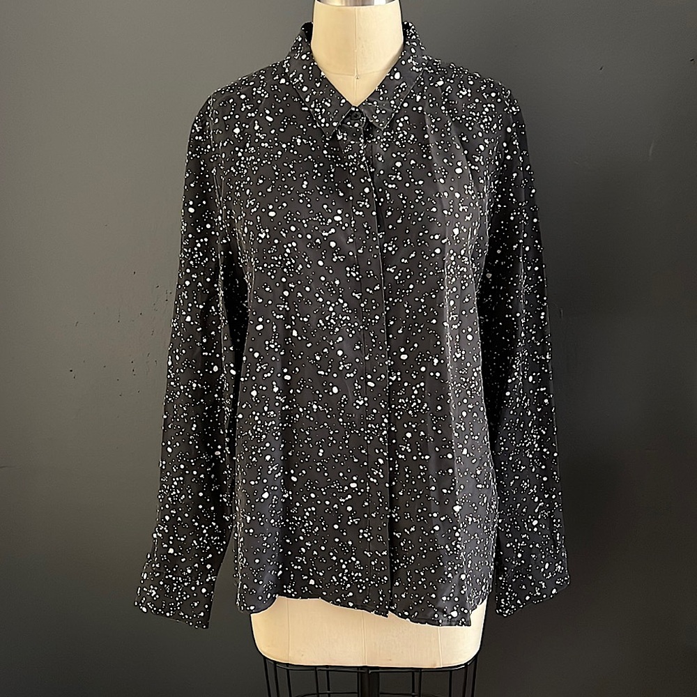 Kate Spade Saturday abstract polka dot silk button down